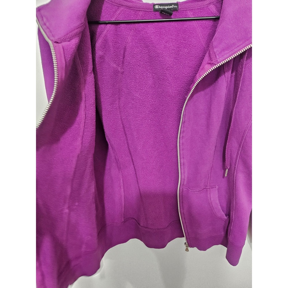 Champion Elite Womens Purple Full Zip Fleece Hoodie Sweatshirt Magenta Medium - Picture 4 of 5